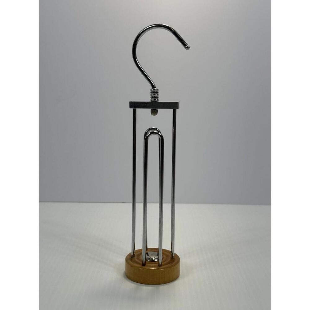 VINTAGE WOOD CHROME METAL BELT TIE CLOSET HANGER STORAGE ORGANIZER‎